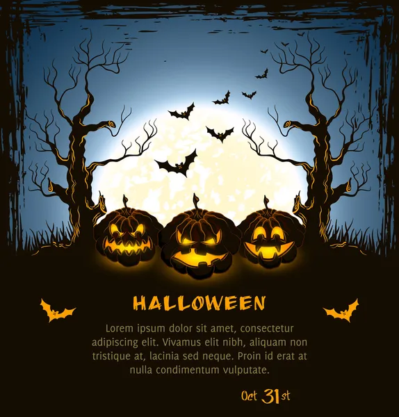 Grungy azul halloween fondo — Vector de stock