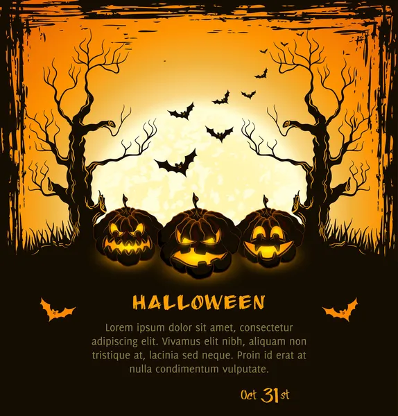 Laranja grungy halloween fundo — Vetor de Stock