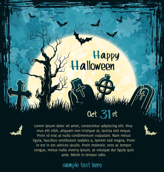 Fond bleu halloween grungy — Image vectorielle