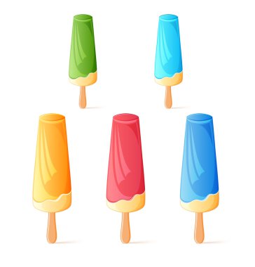 parlak bir tarzda renkli dondurma seti