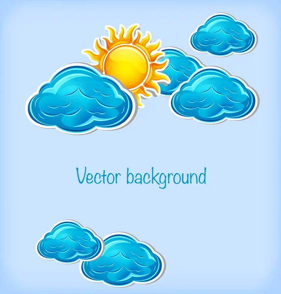 Sky with clouds and sun — Stock Vector