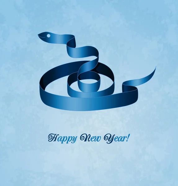 Christmas card with blue snake — Stock Vector