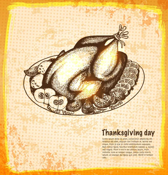 Roast turkey for holiday dinner — Stock Vector