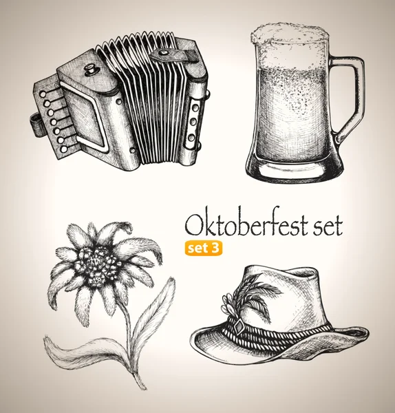 Sketch elements for oktoberfest festival. — Stock Vector