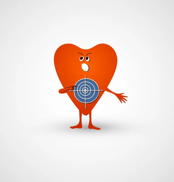 Angry heart is target — Stock Vector