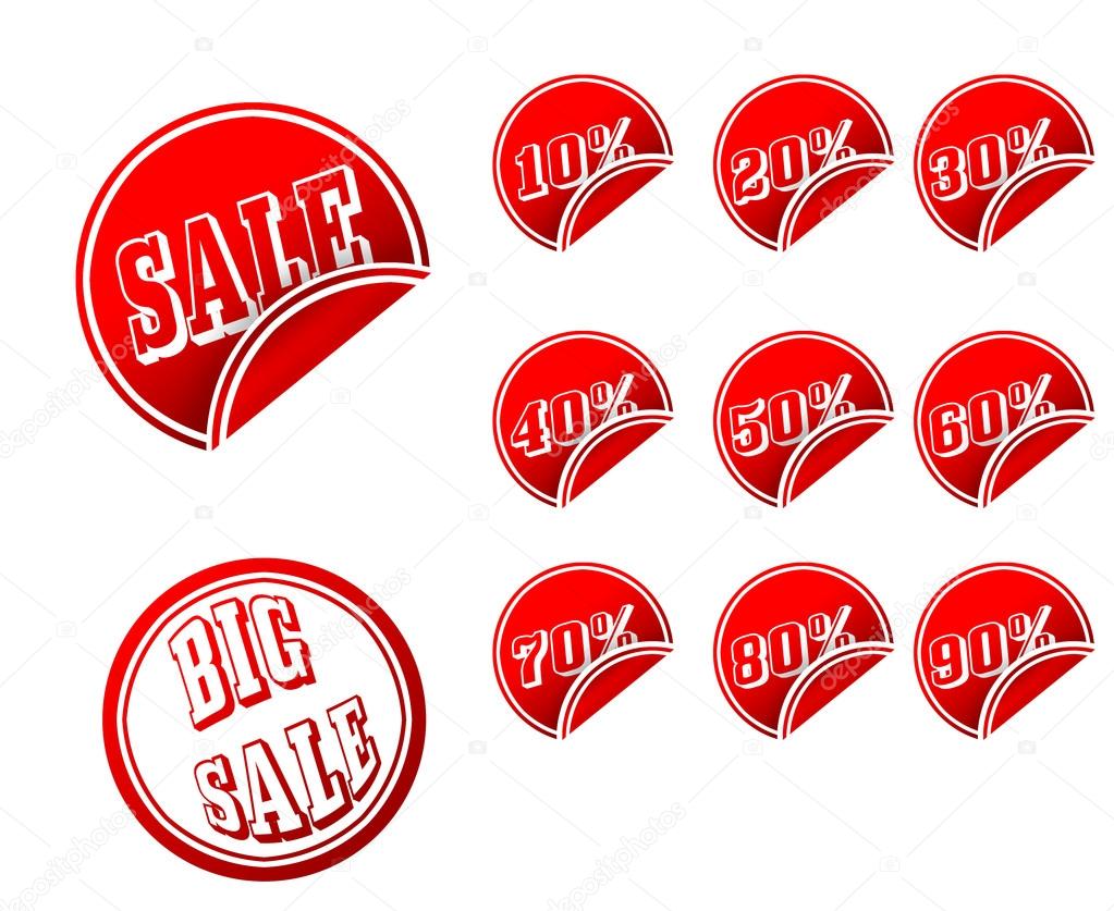 A pack of sale stickers