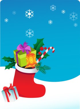 çorap ve hediyeler Noel arka plan