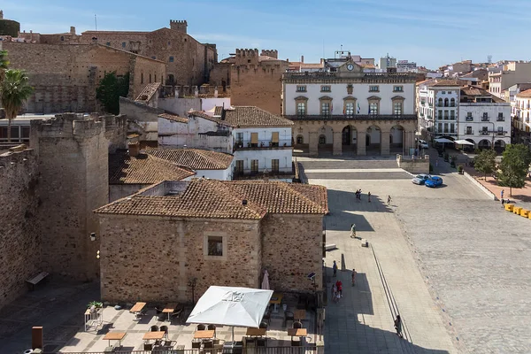 Caceres Spanje 2021 Prachtig Uitzicht Vanuit Lucht Plaza Mayor Het — Stockfoto