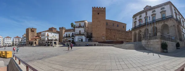 Caceres Spanje 2021 Panoramisch Uitzicht Plaza Mayor Het Centrum Van — Stockfoto