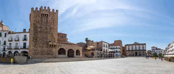 Caceres Spanje 2021 Panoramisch Uitzicht Plaza Mayor Het Centrum Van — Stockfoto