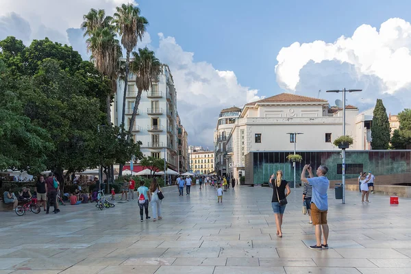 Malaga Spanje 2021 Panoramisch Uitzicht Alcazabilla Laan Toeristen Bezoek Wandelen — Stockfoto