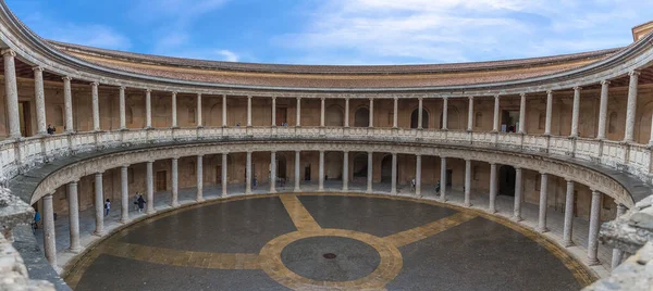 Granada Spain 2021 Interior Circular Patio Charles Palace Doric Stylized — Fotografia de Stock