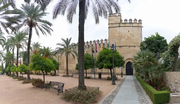 Córdoba Espanha 2021 Vista Exterior Alcazar Fortaleza Dos Monarcas Cristãos — Fotografia de Stock