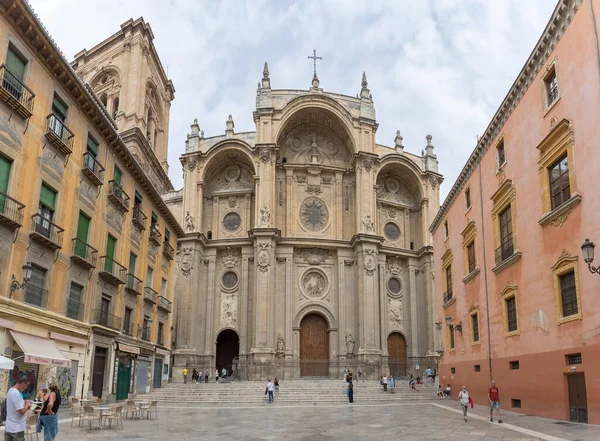 Granada Spanje 2021 Uitzicht Voorgevel Van Kathedraal Kathedraal Van Granada — Stockfoto