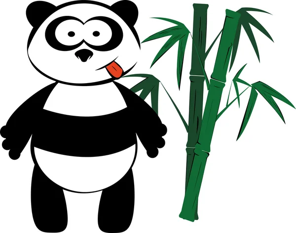 Panda e bambu — Vetor de Stock