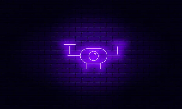 Neon Quadcopter Brick Wall Background Vector Illustration — Stock Vector