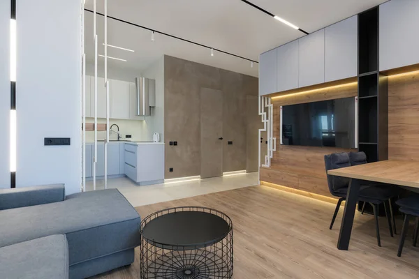 Interior Apartemen Mewah Modern Dengan Warna Pastel Ruangan Yang Sangat — Stok Foto