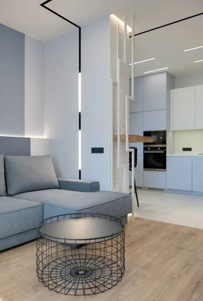 Moderne Appartement Luxe Élégant Intérieur Dans Des Couleurs Pastel Une — Photo