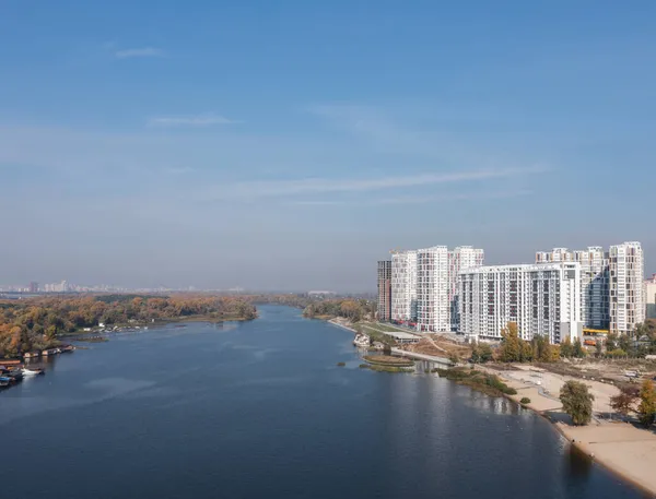 Air View Houses Banks Dnieper River Residential Complex — Stock Photo, Image