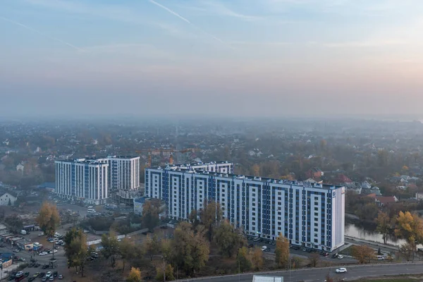 Cityscape from a height. Modern architecture of Ukraine, Kiev. Residential complex Slavutich — Stock Photo, Image
