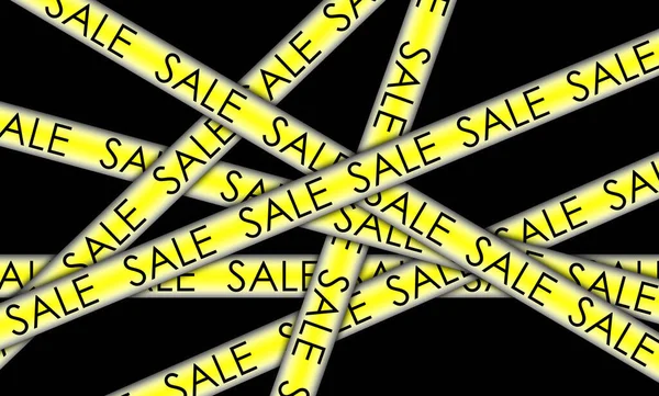 Желтая Лента Надписью Продаж Черном Фоне — стоковое фото