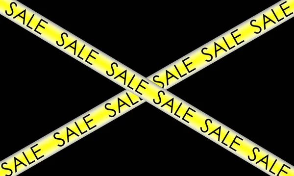 Yellow Ribbon Inscription Sales Black Background — Stock Photo, Image