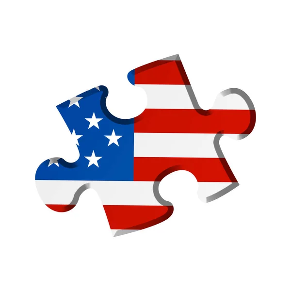 Creatief Chroom Puzzel Met Amerikaanse Vlag — Stockfoto