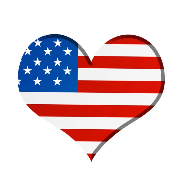 Creatief Chroom Hart Met Amerikaanse Vlag — Stockfoto