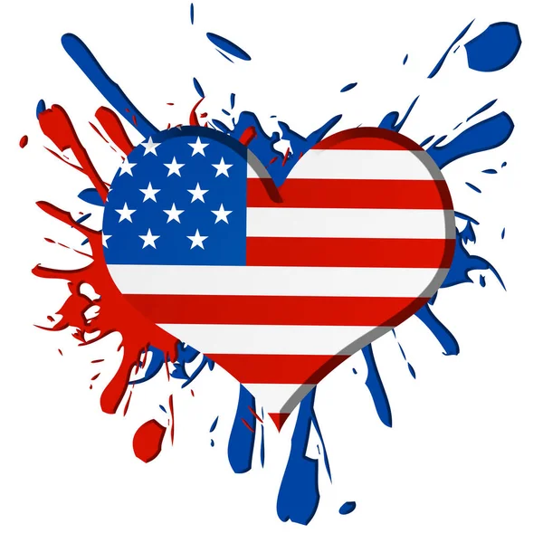 Chroom Hart Met Een Amerikaanse Vlag Bespat — Stockfoto
