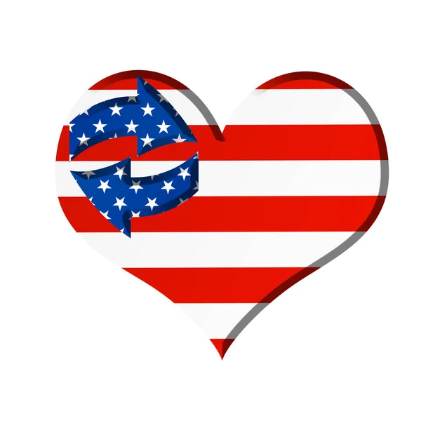 Creatief Chroom Hart Met Amerikaanse Vlag — Stockfoto