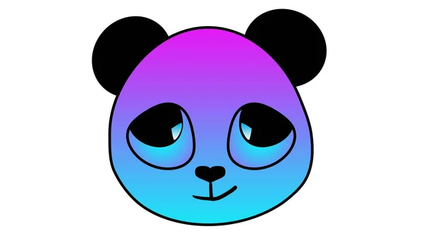 Cute Panda Face White Background Sticker — Stock Photo, Image