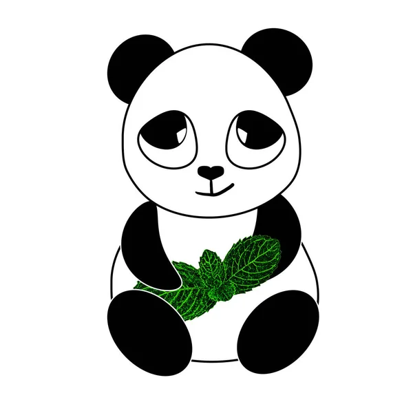 Cute Panda White Background Sticker — Stock Photo, Image