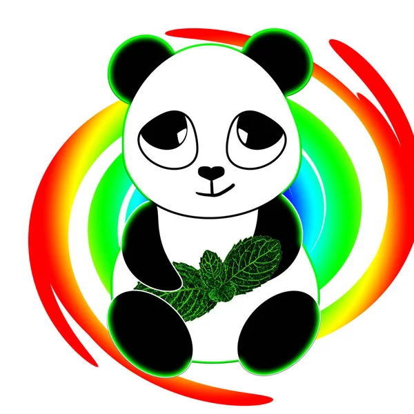 Bonito Panda Fundo Multicolorido Adesivo — Fotografia de Stock