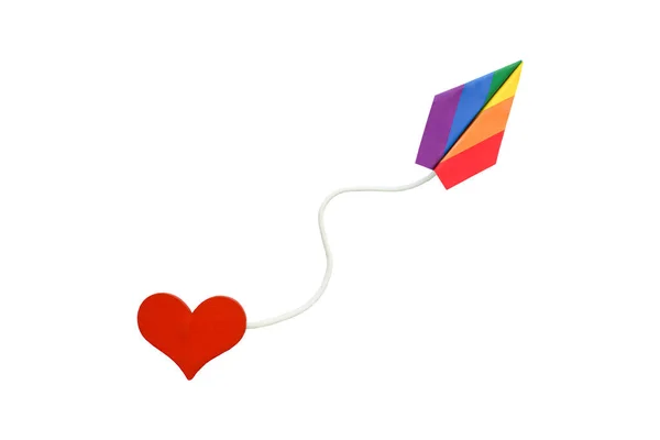 Papier Avion Multicolore Avec Coeur Rouge — Photo