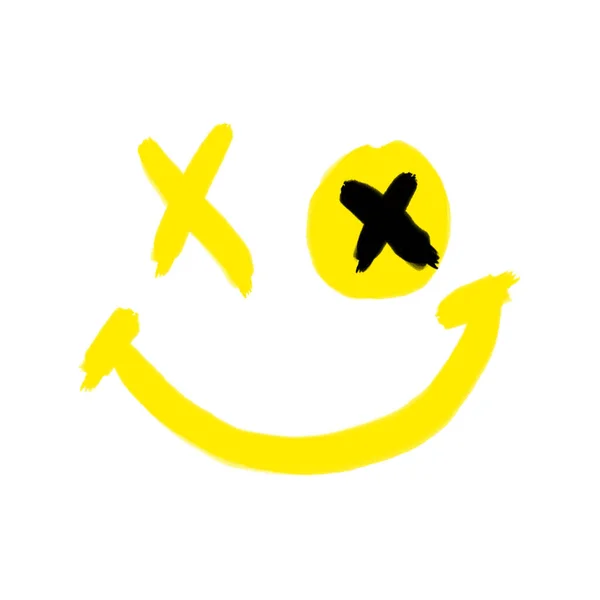 Żółty Zarys Narysowanego Uśmiechu — Zdjęcie stockowe