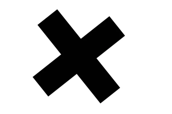白い背景に大きな黒い十字があり — ストック写真