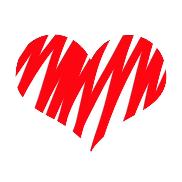 Червоне Серце Білому Тлі День Святого Валентина Наклейка — стокове фото