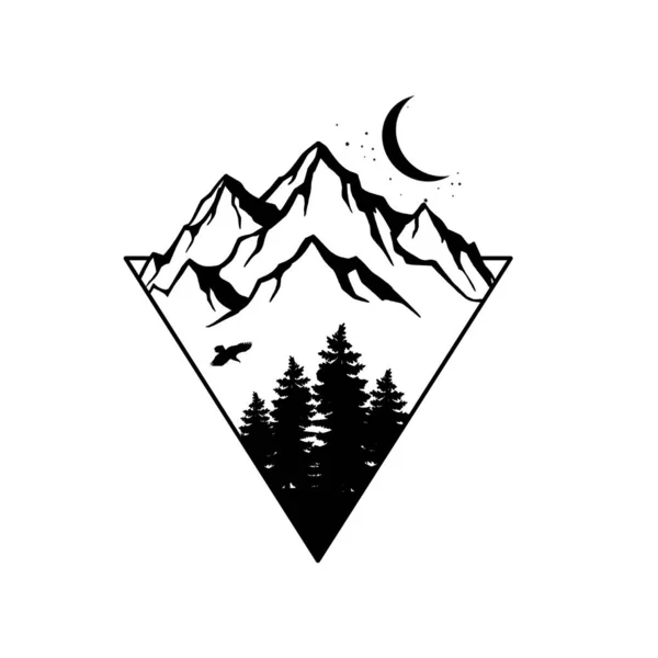 Drawing Mountains Nature Mountain Print Contour Mountains — Stock Fotó