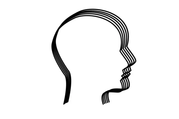 Black Outline Human Head Effect — Stock Photo, Image