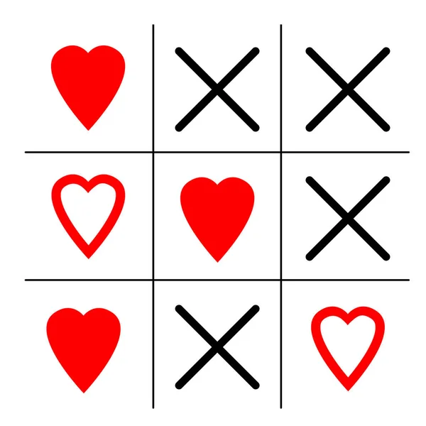 Uppsättning Hjärtan Tic Tac Toe Klistermärke För Alla Hjärtans Dag — Stockfoto