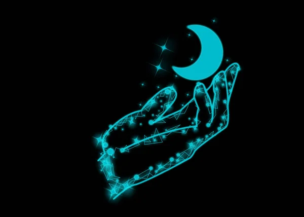 Constellation Hands Black Background Esoteric Background — Stock Photo, Image