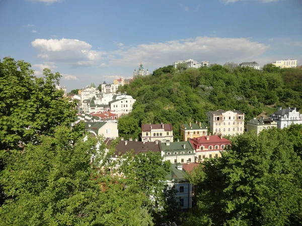 Blick Vom Hügel Auf Den Wohnkomplex Vozdvyzhenka Kiew Ukraine — Stockfoto