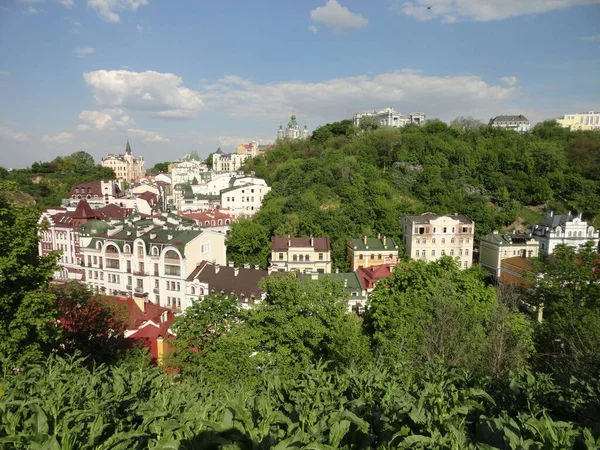 Blick Vom Hügel Auf Den Wohnkomplex Vozdvyzhenka Kiew Ukraine — Stockfoto