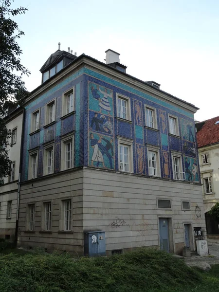 Immeuble Avec Mosaïques Varsovie Pologne — Photo