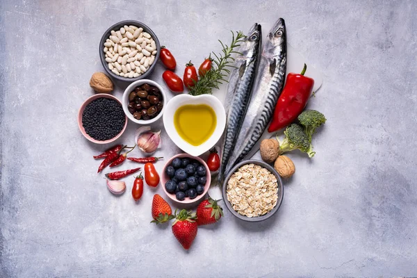 Sprawie Teksturowanego Tła Różnorodności Śródziemnomorskiej Zdrowej Żywności Bazie Roślin Strączkowych — Zdjęcie stockowe