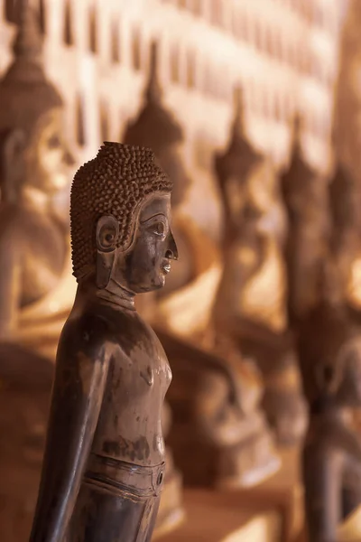 Ancient Buddha Images Buddhist Temple Wat Saket Vientiane Laos Focus —  Fotos de Stock