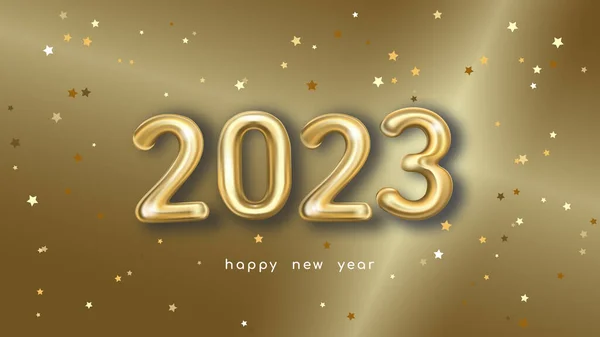 Διανυσματική απεικόνιση των αριθμών χρυσό μέταλλο 2023 σε χρυσό φόντο — Διανυσματικό Αρχείο
