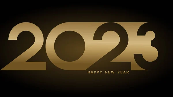 Julhälsningar för det nya året 2023. Kreativ sammansättning av gyllene nummer isolerad på svart bakgrund. — Stock vektor