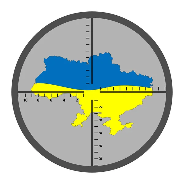 L'Ucraina è in pericolo. Mappa dell'Ucraina in vista ottica. — Vettoriale Stock