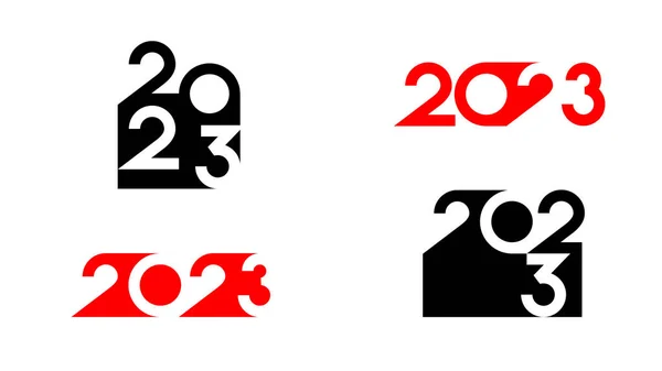 Σύνολο επίπεδων εικονιδίων ευτυχισμένο το νέο έτος 2023, διαφορετικές συνθέσεις των αριθμών — Διανυσματικό Αρχείο